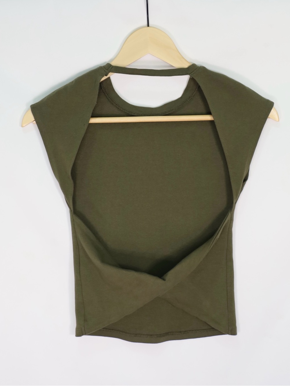 Zara Cap Sleeve Top with Open Back Twist | Green Size Medium